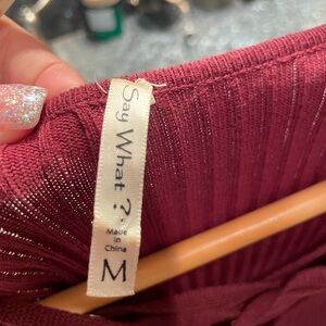 Say What? Women's Long Sleeve Dress - Burgundy